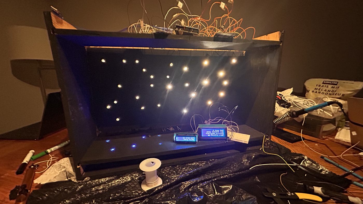 The star field and house lights running during testing